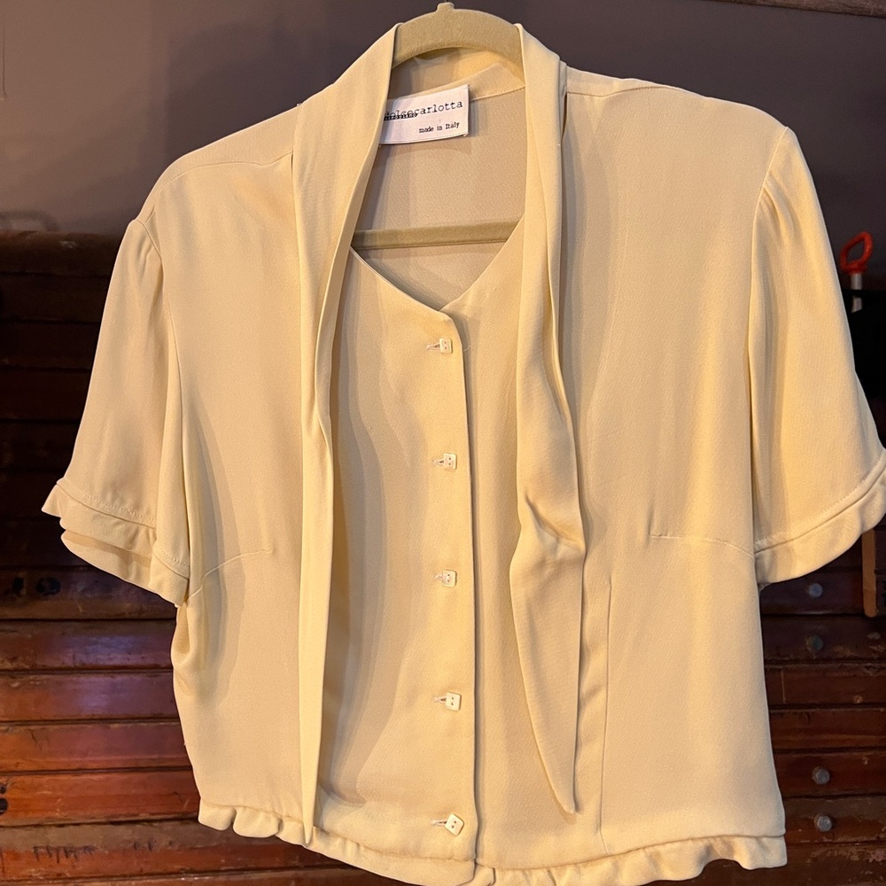 Vintage Silk Plano Plano Dolce Carlotta Blouse